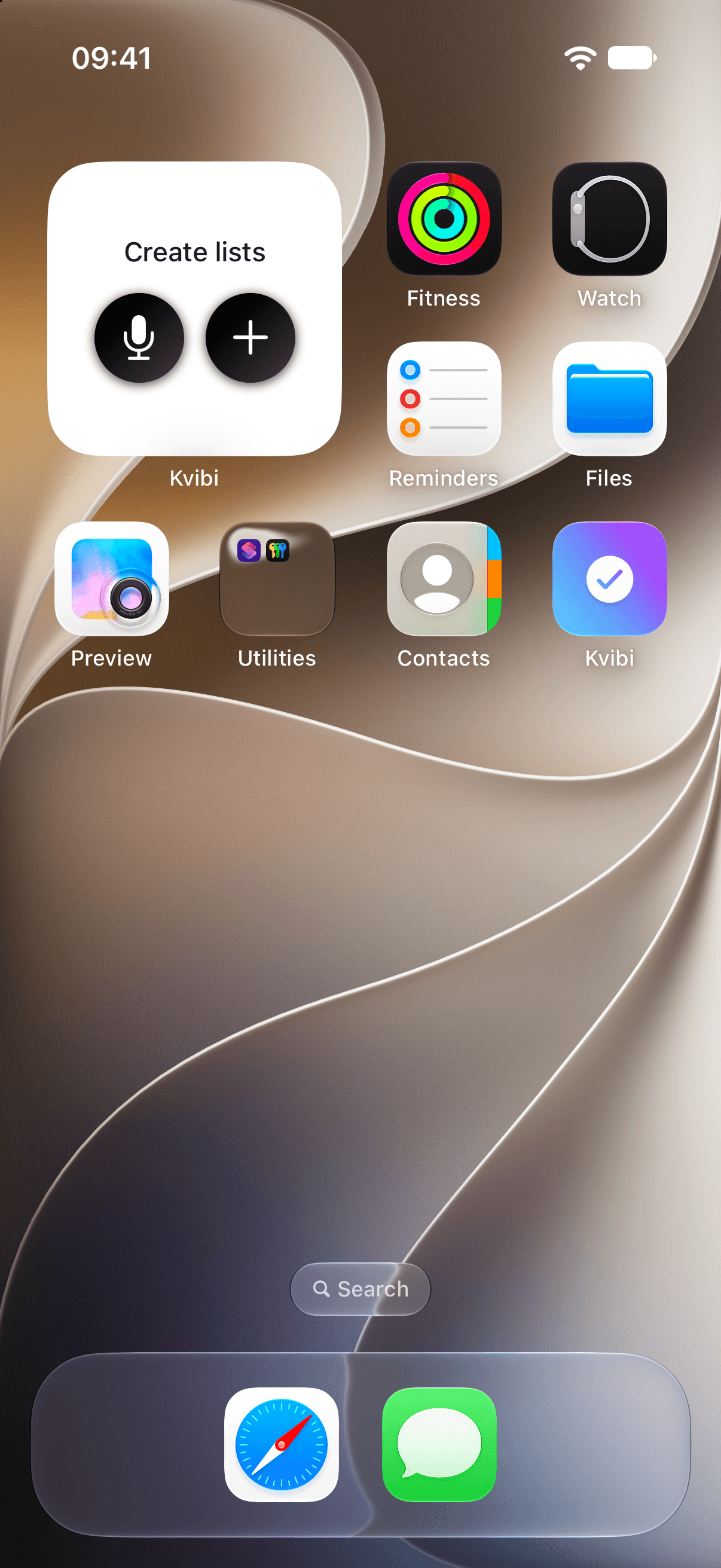 Kvibi widget on the iPhone Home Screen